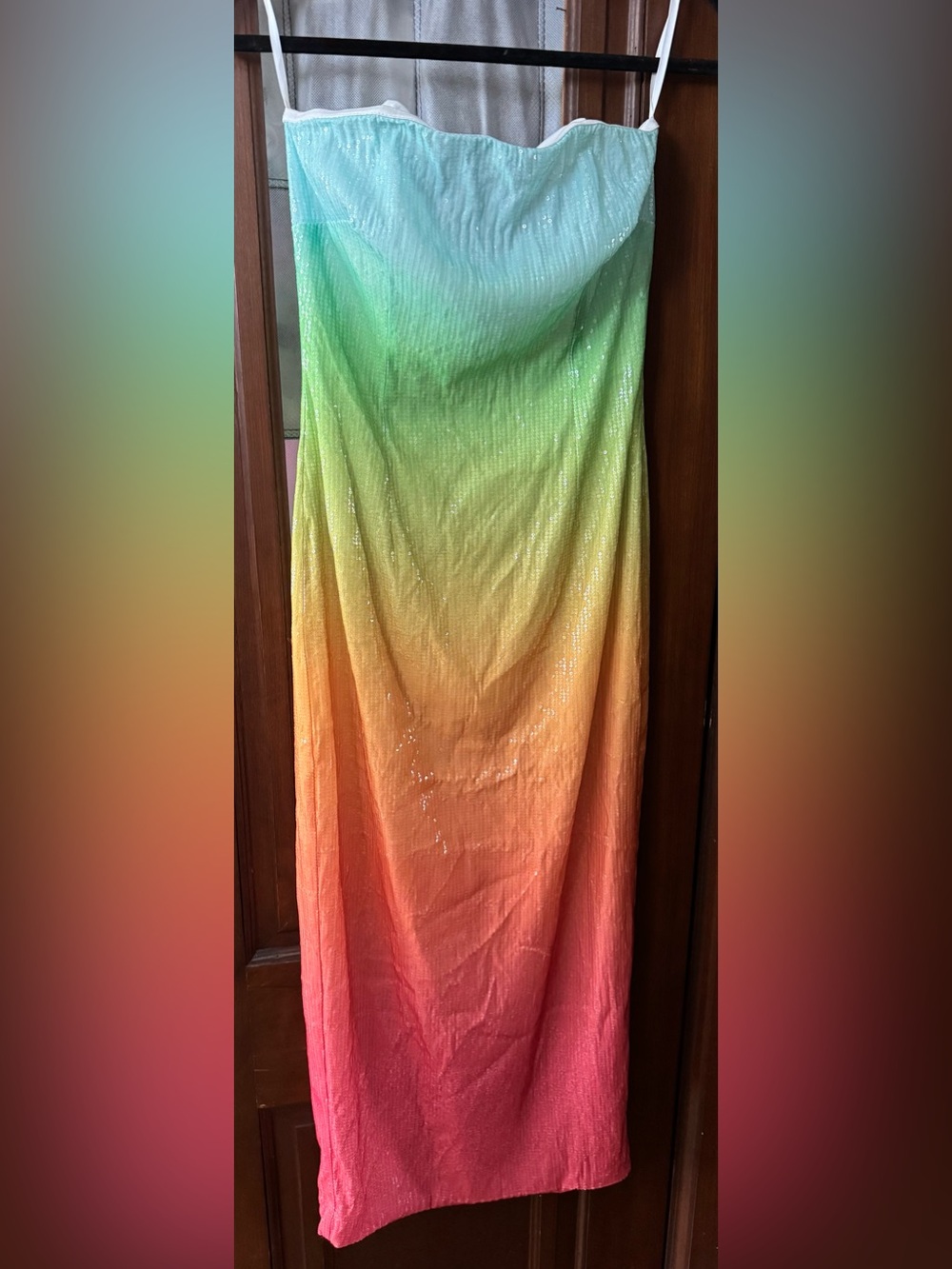 Mew Mews Shanti Strapless Sequin Ombre Maxi Dress size L - Picture 6 of 7